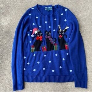 Karen Scott Cat Polka Dot Christmas Sweater